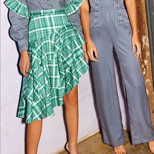 AMUR PLAID PIPPIE RUFFLE ASYMMETRICAL SKIRT